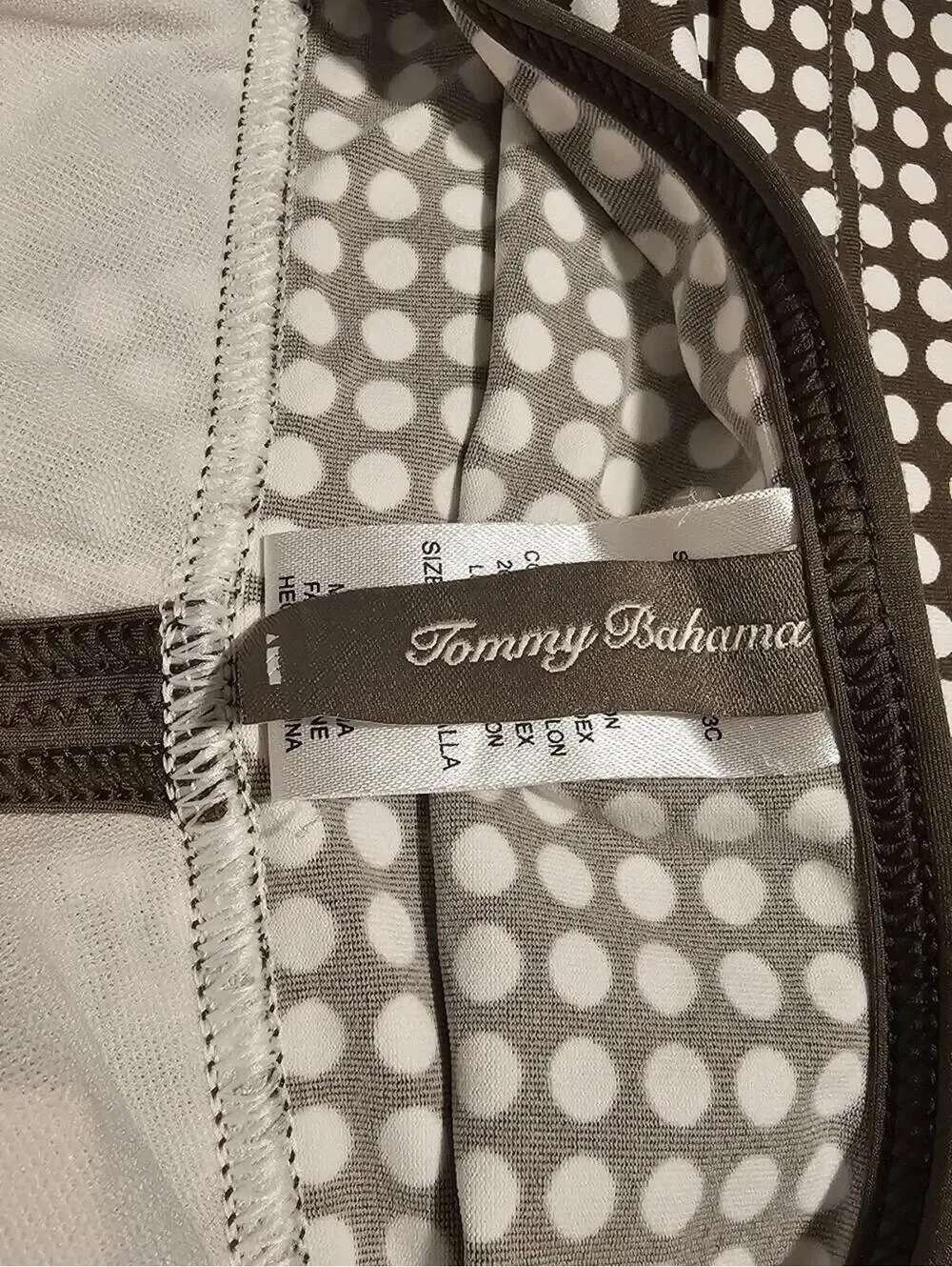 Tommy Bahama Olive and White Polka Dot Halter Mini Dress XS